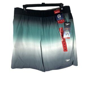 Speedo Mens Tech Volley Swim Shorts Medium 32/34 Blue/Black Quick-Dry UPF 50+